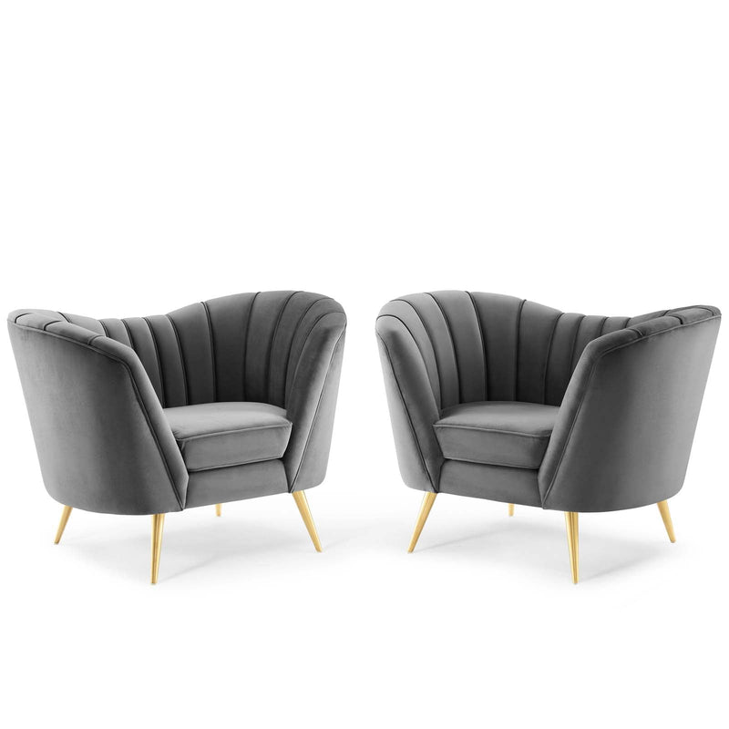 Brycen Performance Velvet Armchair Set of 2