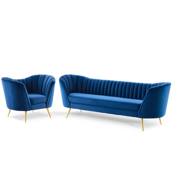 Brycen Performance Velvet Sofa and Armchair Set