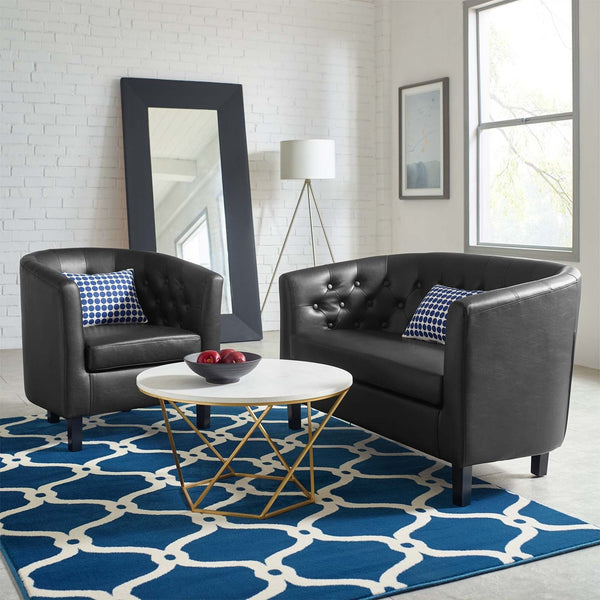 Jamal Upholstered Vinyl Loveseat and Armchair Set