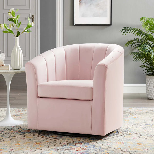 Jamal Performance Velvet Swivel Armchair