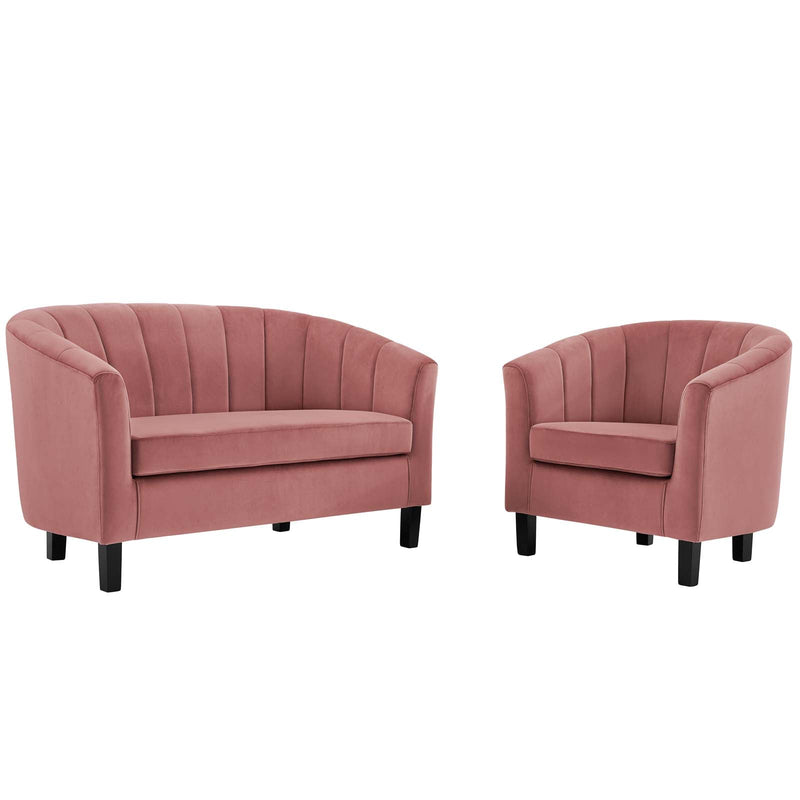 Jamal Velvet Loveseat and Armchair Set