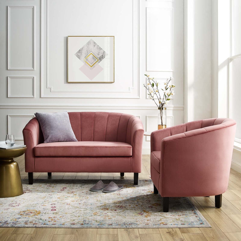 Jamal Velvet Loveseat and Armchair Set