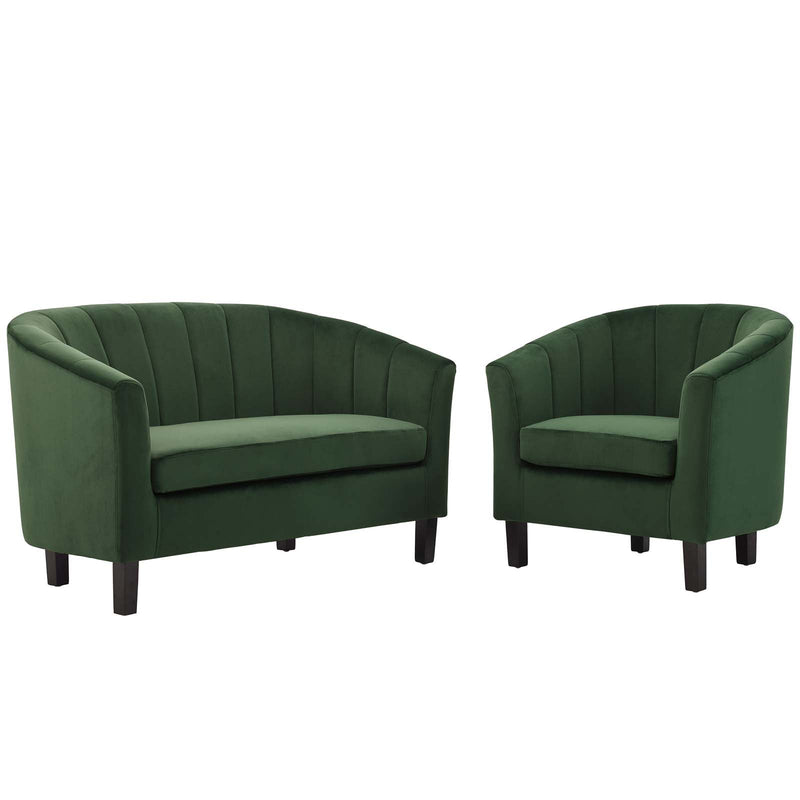 Jamal Velvet Loveseat and Armchair Set