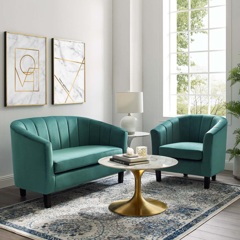 Jamal Velvet Loveseat and Armchair Set