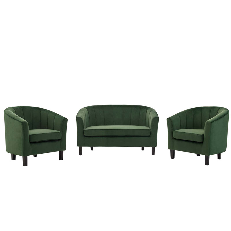 Jamal Channel Tufted 3 Piece Performance Velvet Set