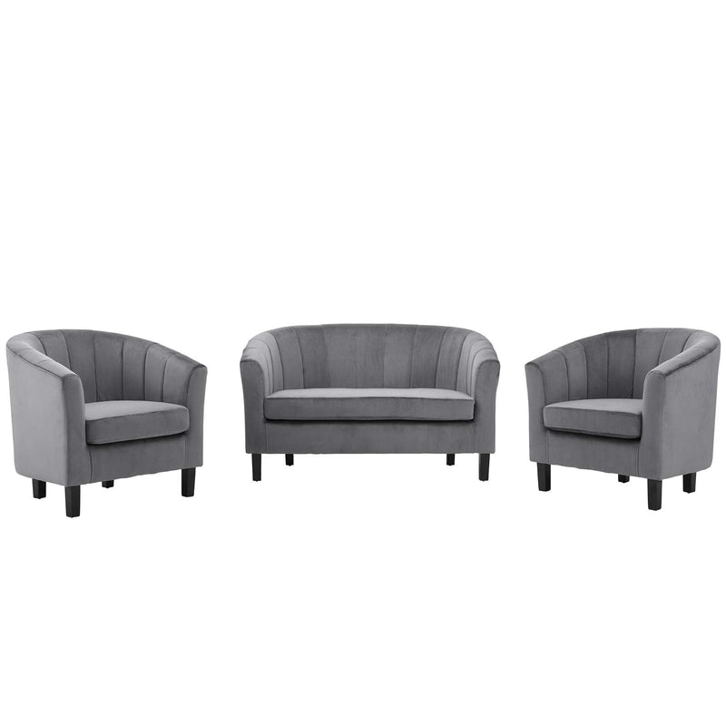 Jamal Channel Tufted 3 Piece Performance Velvet Set