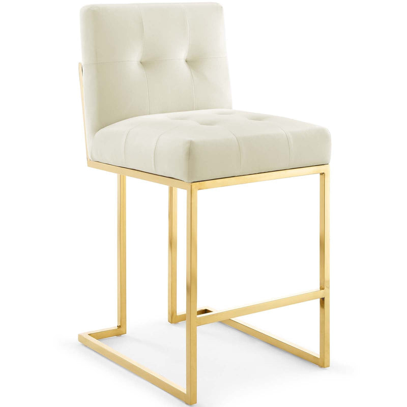 Laila Gold Stainless Steel Performance Velvet Counter Stool Set of 2