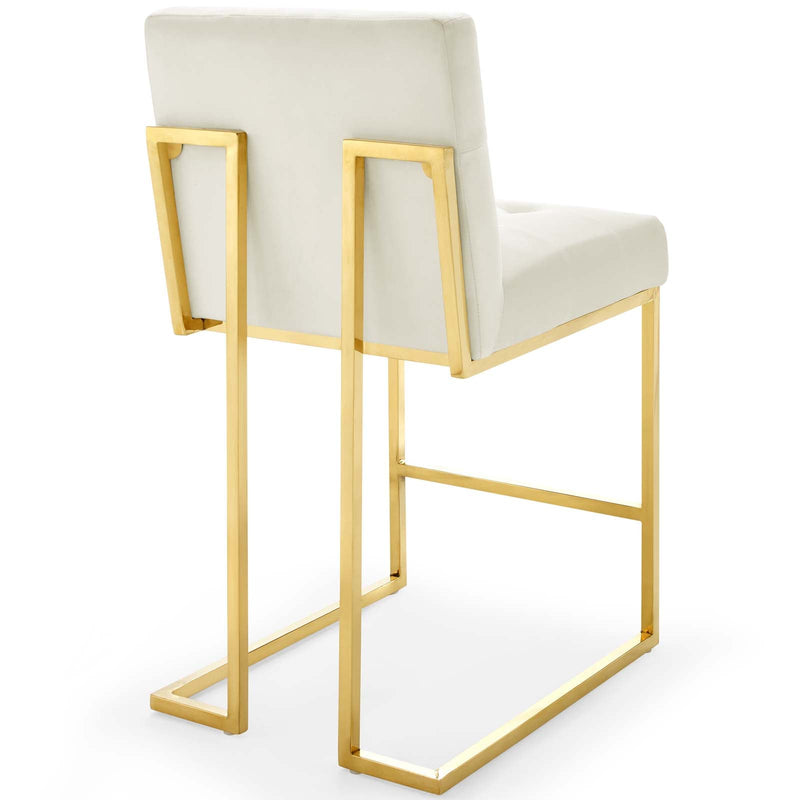 Laila Gold Stainless Steel Performance Velvet Counter Stool Set of 2