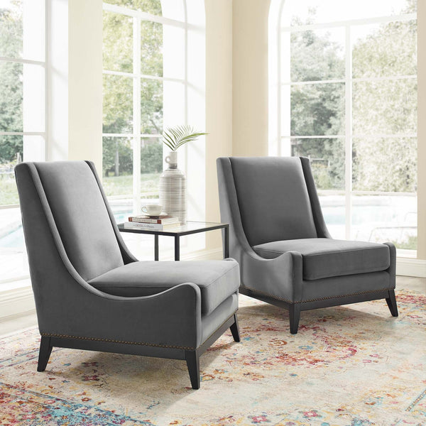 Greyson Lounge Chair Upholstered Performance Velvet Set of 2