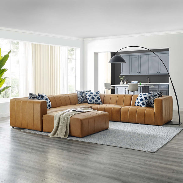 Idris Vegan Leather 6-Piece Sectional Sofa