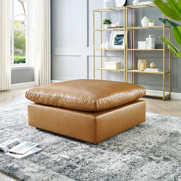 Liberty Down Filled Overstuffed Vegan Leather Ottoman