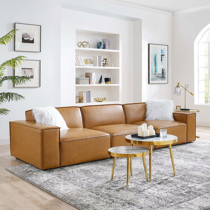 Rhea Vegan Leather 3-Piece Sofa