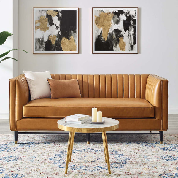 Chandler Channel Tufted Vegan Leather Loveseat