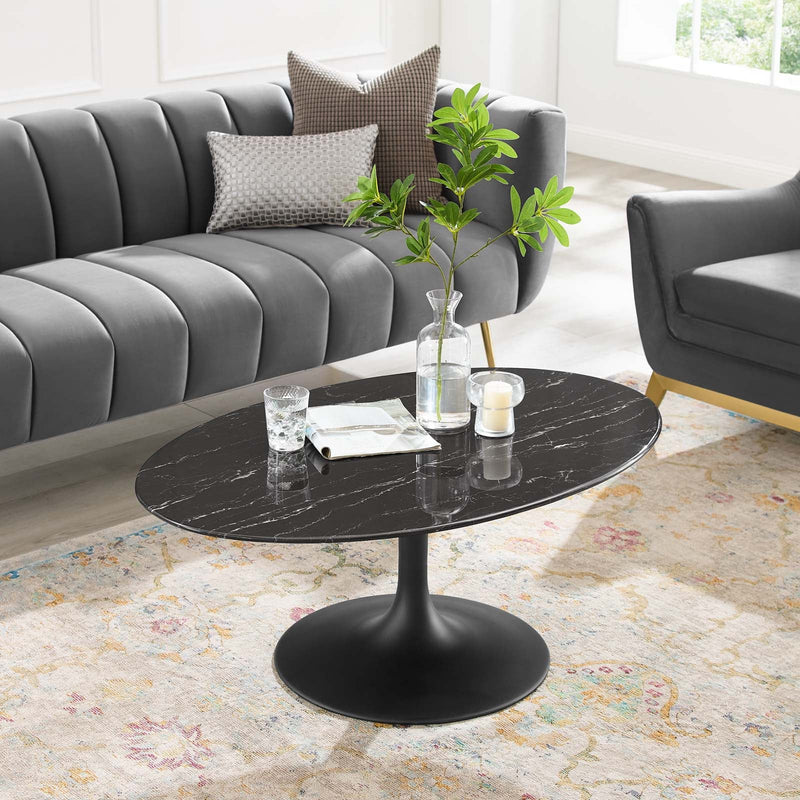 Granger 42" Oval Artificial Marble Coffee Table