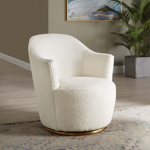 Haley Boucle Upholstered Swivel Chair