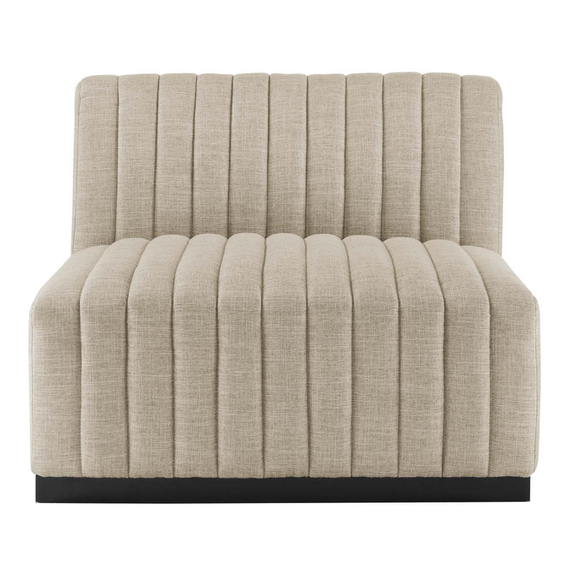 Legacy Channel Tufted Upholstered Fabric Armless Chair