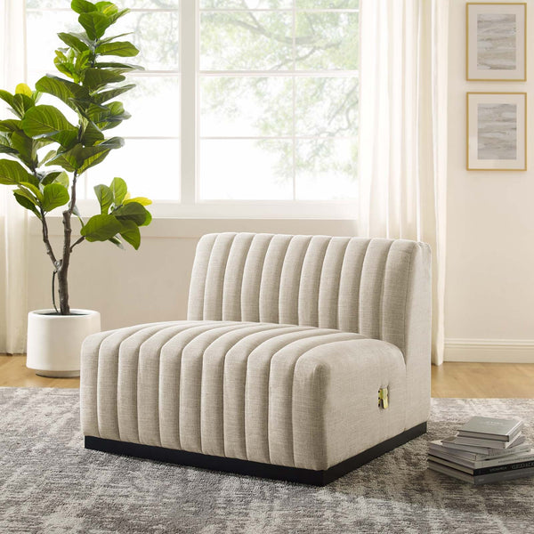 Legacy Channel Tufted Upholstered Fabric Armless Chair