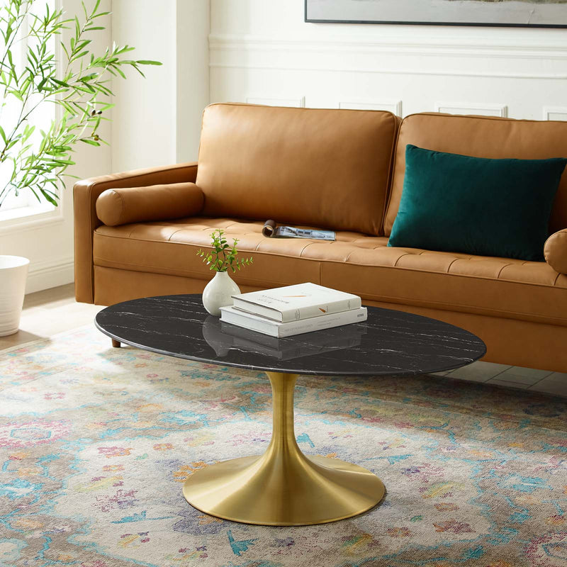 Aubrielle Oval Artificial Marble Coffee Table