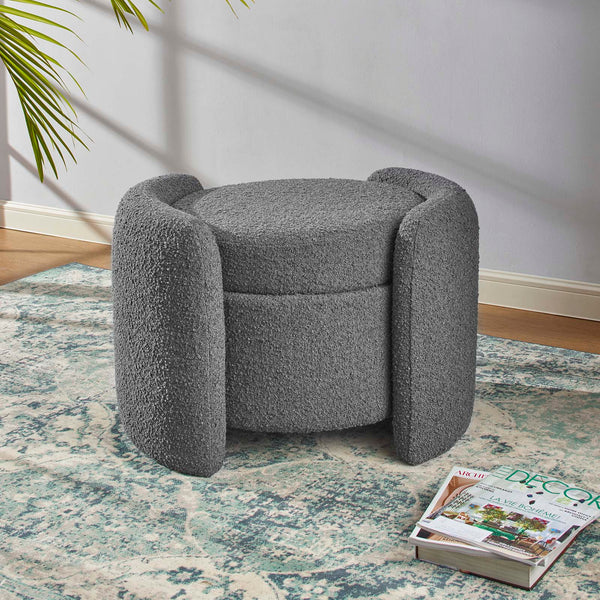 Scarlet Boucle Upholstered Ottoman