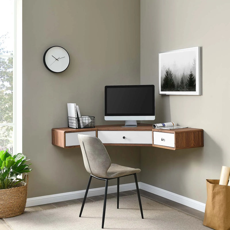 Transmit 47" Wall Mount Corner Walnut Office Desk