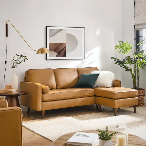 June Leather Apartment Sectional Sofa