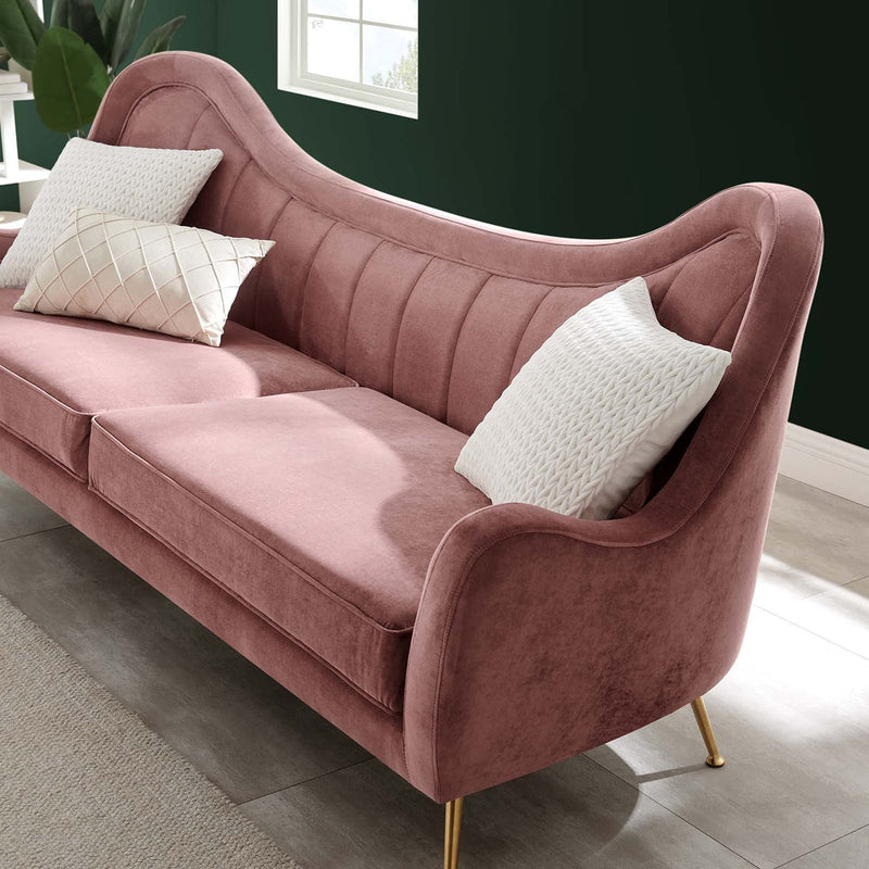 Cayden Channel Tufted Performance Velvet Sofa