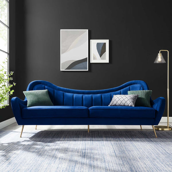 Cayden Channel Tufted Performance Velvet Sofa