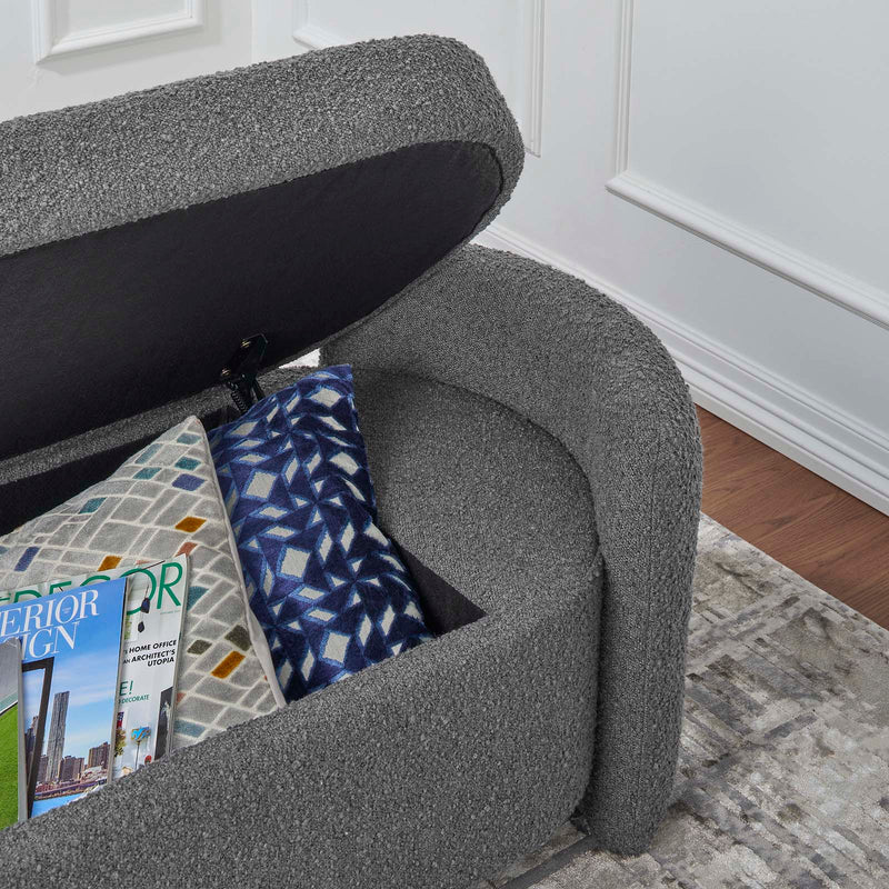 Scarlet Boucle Upholstered Bench