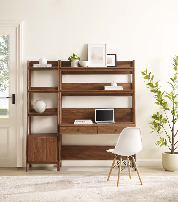 Raul 2-Piece Wood Office Desk and Bookshelf