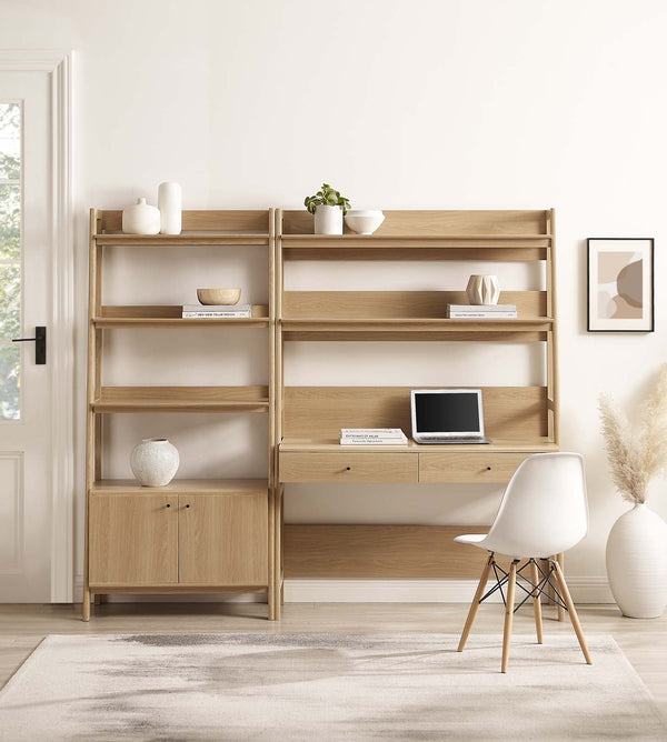 Raul 2-Piece Wood Office Desk and Bookshelf