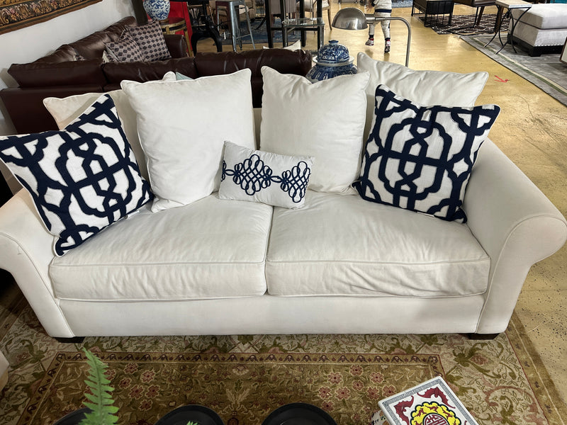 Floor Model Cisco Brothers White Canvas Style Sofa