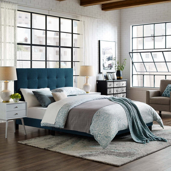 Brianna Tufted Button Upholstered Fabric Platform Bed