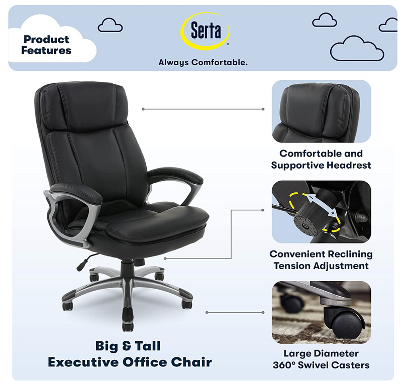 Serta Premium Memory Foam Executive Support Chair Big & Tall
