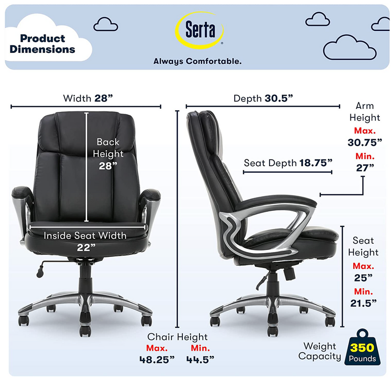 Serta Premium Memory Foam Executive Support Chair Big & Tall