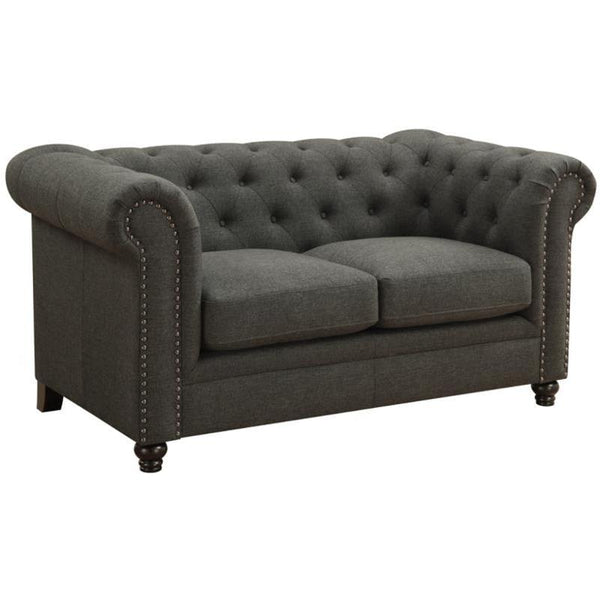 Button Tufted Classic Chesterfield Style Rolled Arms Loveseat